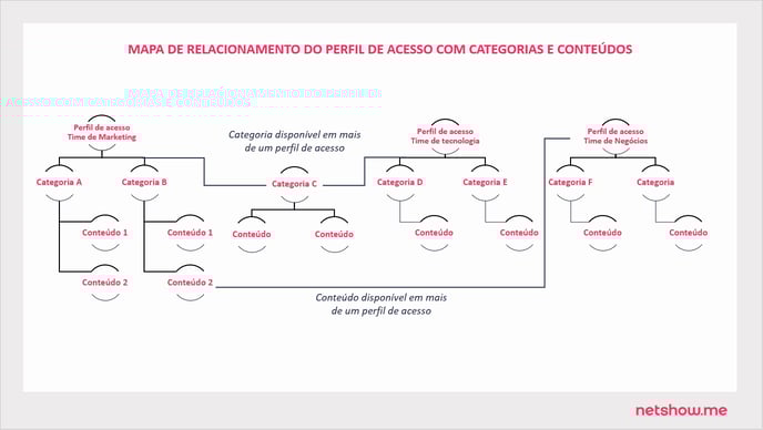 MAPA DE RELACIONAMENTO DO PERFIL DE ACESSO COM CATEGORIAS E CONTEÚDOS  - COMO CRIAR PERFIL DE ACESSO ART39 P79